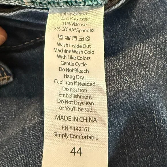 Plus Size Skinny Jeans Lularoe Elastic Waist Deep Blue Stretch Size 24-26 - Picture 7 of 8